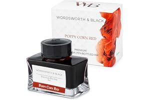 WORDSWORTH & BLACK Wordsworth and Black Fountain Pen Ink Bottle (50 ml) Premium Luxury Edition, [Poppy Corn Red] Fountain Pens Bottled Ink; Classic Designed Bottle Smooth Flow 50 ml