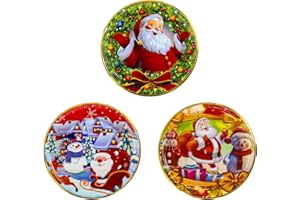 KEELYY Weihnachtsteller 3er-Set, 28.5cm Ø Gebäckteller Wiederverwendbare Teller für Weihnachten, Nikolaus, Advent, Dekoteller mit weihnachtlichen Motiven, Tischdekoration für Weihnachten