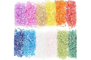 PH PandaHall 3600pz 12 Colori Bugle Beads, Perline di Tubo di Vetro da 6~7x2 mm Colore AB Rotondo Perline di Semi di Tromba Trasparenti Piccole Perline Artigianali per Braccialetti Fai da Te Gioielli