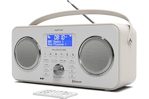 DAB/DAB+ & FM Portable Digital Radio | Bluetooth | Remote Control | Rechargeable Battery | Dual Alarms & Sleep Timer | Perfect for Home, Office or Outdoors | AZATOM Multiplex D20 (White)