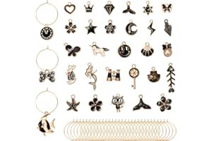 OOTSR Lot de 31 breloques pour verres à vin de mer - Marqueurs pour boissons de fête - Décoration de bouteille de vin - Étiquettes d'identification