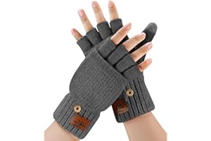 CHENMEI Gants d'hiver pour Hommes Femmes - Gants Demi Doigts Convertibles,Chaud Mitaines,Gants sans Doigts Doublés en Alpaga,Gants d'hiver à Écran Tactile,pour Hommes et Femmes Intérieur et Extérieur