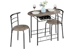 ‎YAHEETECH Yaheetech 3-teilig Balkonmöbel, Gartenmöbel, Balkonset aus Holz, Gartenset mit 1 Tisch und 2 Stühlen, Balkontisch, 90 x 53 x 73,5 cm Driftwood Braun