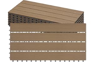 Laneetal WPC Fliesen 6er Set für 1 m², Terrassenfliesen Klicksystem, Balkonfliesen 30x60 cm, Klickfliesen Terrasse Balkon, Bodenfliesen Bodenbelag für außen, Hellcoffee