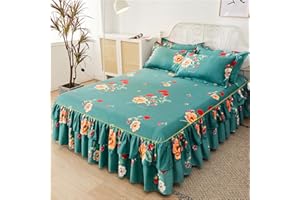 Morbuy 3 Pezzi Set Gonna da Letto per Singolo Matrimoniale e Una Piazza e Mezza Elasticizzata Copriletto con Volant Coprirete per Letto Lenzuola con 2 Federe (100x200+48x74cm,Zafferano)