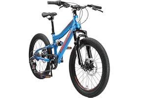 BIKESTAR MTB Mountain Bike Sospensione Completa per Bambini 6 Anni | Bicicletta 20 Pollici 7 velocità Shimano, Freni a Disco