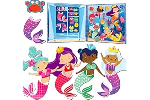 QUOKKA Vestir Muñecas Magnetico para Niños 2 3 Años – Juegos de Viaje Niñas 3 4 Años – 35 Piezas Puzzle Magnético para Avión y Coche – Muñecas Recortables Sirenas – Regalos para Niñas de 2 a 5