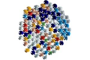Hisredsun Lot de 290 galets en verre - 17-20 mm - 1,35 kg - Perles plates en marbre - Pierres de remplissage de vases - Cristaux artificiels - Décorations en verre pour aquarium