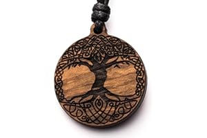 treeforce Arbre de vie celtique, arbre de vie, chaîne en bois, collier, porte-clés ou pendentif de voiture 3 en 1, bijoux DIY, fait à la main, durable et végétalien en bois, Bois