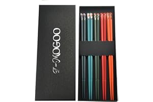 I-MOGOO Pałeczki z włókna węglowego, wielokrotnego użytku, nadają się do mycia w zmywarce, 23 cm, 5 par, 5 kolorów