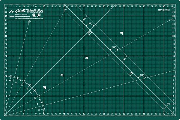 La Canilla Tapis de Découpe Auto-Cicatrisant A3 (45 x 30 cm - 18x12") Self-Healing Cutting Mat Planche Coupe pour Couture Patchwork Modelisme Cutter | Marqué en Centimètres et en Pouces