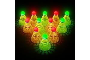 HIRALIY LED Badminton Birdies 6/12 PCS, Nylon Glow in The Dark Badminton Shuttlecocks for Baseball Backyards Practice, 2 Colo