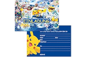 SUNYOVIME 12x Einladungskarten Geburtstag,Einladungskarten Kindergeburtstag Junge Mädchen,Schönes Cartoon-Design Partyeinladungen für Kinder zum Geburtstag Einschulung und Kinderparty