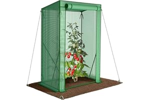 VOUNOT® Invernadero para Tomates 100x50x150 cm, Túnel de Cultivo con Techo Inclinado, Gran Puerta Frontal, Cubierta PE Reforzada 135g/m², para Plantas Verduras Flores, Verde