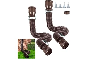 BKITC Dachrinne Flexible Fallrohr Verlängerung, Rundes Verlängerung für Fallrohr 80/100 mm, Regenrinne Fallrohrablauf Verlängerungsset, Fallrohr Erweiterung von 47 bis 150 cm (Braun, 2 Stück)