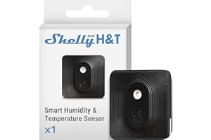 Shelly BLU H&T Noir - Capteur de température et d’humidité Bluetooth, Thermomètre, Hygromètre connecté, Protection IP54, Portée 10 à 30 m, Pile 2 ans, Stockage de données, Cryptage