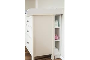 KraftKids Stauraumregal für Wickeltisch passend für HEMNES & IDANÄS Kommode – nur Regal, Mit Extrasockel und verstellbaren Füßen, weiß (ohne Kommode und Wickelaufsatz)