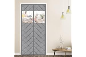 HooTown Magnet Wärmeschutzvorhang für Türen, 80 x 210cm Magnetischer Wärmeschutzvorhang Selbstschließend Thermovorhang Kälteschutzge Türvorhang für Balkontüren Wohnzimmer Terrassentüren, Grau