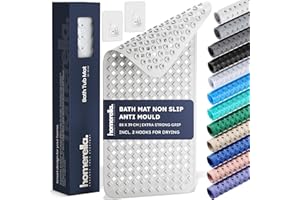 homerella® Bath Mat Non Slip Anti Mould 88x39cm, Machine Washable& BPA free, Shower Mat Non Slip Anti Mould, Non Slip Bath Mat for Inside Bath Tub, Shower Mats for Inside Shower, Non Slip Shower Mat