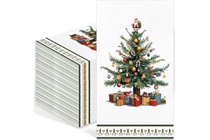 ‎WZCZF 50 Stück Servietten Weihnachten, Papierservietten mit Weihnachtsbaummuster, Servietten im festlichen Wintergrün, Dekorative Weihnachtsservietten, Papierservietten für Weihnachten Party Tischdeko