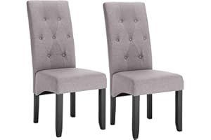 ‎WOLTU WOLTU Esszimmerstühle BH106hgr-2 2er Set Küchenstuhl Lehnstuhl Polsterstuhl mit hoher Rückenlehne, Beine aus Massivholz, gepolsterte Sitzfläche aus Leinen, Hellgrau