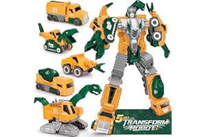 Dreamon 5 in 1 Transformers Robot Giocattolo, Giocattoli da Costruzione per Ragazzi, Camion Giocattolo Regalo per Bambini di 3 4 5 6 Anni, Dinosauro