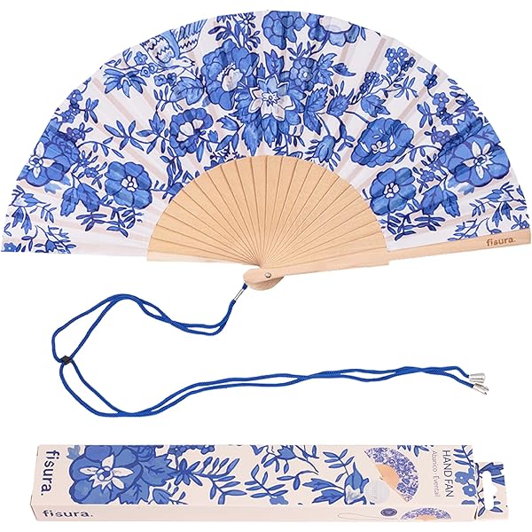 Ventaglio Da Mano Con Fiori Selvatici Blu, Ventaglio Da Mano - Foto 5