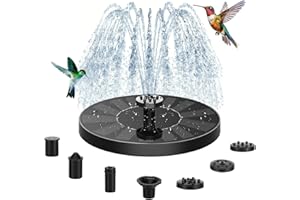 Auauraintt Fontanna solarna do użytku na zewnątrz, solarna pompa do stawu, z 6 efektami rozpylania, do kąpieli dla ptaków, stawu, zabaw wodnych, zbiornika na ryby, ogrodu (1 W)