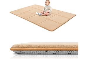 ‎BYBYME BYBYME 3cm Dicke Faltbare Krabbelmatte Baby, 120x180cm Spielmatte mit Rutschfester Unterseite, Weiche Bodenmatte aus Memory-Schaum für Babys, Kinder & Kleinkinder, Ideal für Wohnzimmer & Yoga, Braun