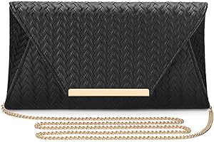BAIGIO Clutch Damen PU Leder Abendtasche Elegante Handtasche Schwarz Brauttasche Kettentasche für Hochzeit Damen Tasche Kleine Umhängetasche Crossbody Bag