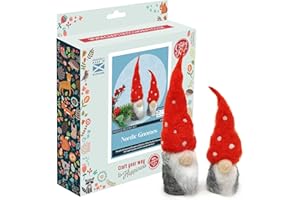 The Crafty Kit Company Needle Felting Craft Kit - Nordic Gnomes | 100% Corriedale Wool DIY Felt Craft Kit – Handmade Gift for Adults, Teens & Beginners | Age 10+