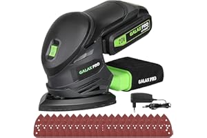 GALAX PRO Levigatrice Mouse 20V, Levigatrice a batteria 1,3Ah di Ricaricabile, Velocità 12000 OPM con 20 Carte Vetrata(5x 60/80/100/120grit)-Batteria e Caricabatterie Inclusi