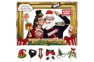 GEBETTER 21 STK Weihnachten Fotorequisiten inkl. 1 STK Fotorahmen Foto Booth Props Photo Fotobox Accessoires Requisiten Fotoaccessoires für Weihnachtsfeier Xmas Party Dekoration Christmas Zubehör