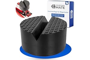 ‎YOUR DAY MATE Nakładka gumowa na podnośnik samochodowy, 1 sztuka, Ø 100 x 50 mm nakładka, z 18 x 18 mm wycięciem w kształcie litery V, dla pojazdów do 3,5 T, podkładka pod podnośnik samochodowy, nakładka na