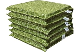 HABITA 33 HOME Cuscini Sedie Cucina Set da 4 o 6, Cuscini per Sedie Quadrati 40x40 cm, Copri Sedia da Cucina Sfoderabili con Laccetti, Cuscino Sedia double face in tessuto loneta made in italy (6 Amalfi Verde)