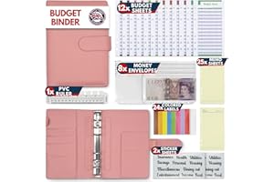 KASTLO A6 PU Leather 51pcs Budget Binder Notebook - Money Saving Wallet with Plastic Money Wallet Organiser, Label Sticker, Ruler - Budget Planner & Cash Envelopes for Cash Stuffing Wallet UK - Nude