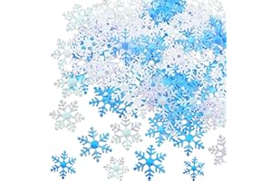 AMSNINK Schneeflocken Deko Set - 600 Stück Konfetti Blau & Weiß, Glitzernde Weihnachtsdeko für Winter, Streudeko, Festlichkeiten, Hochzeit, Geburtstag