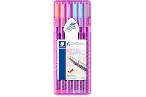 STAEDTLER 334 SB6 PA Triplus Fineliner Superfine Point Pens, 0.3 mm - Assorted Pastel Colours (Pack of 6)