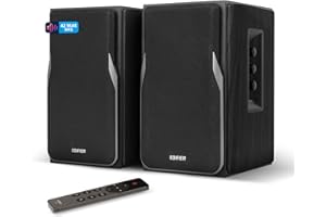 EDIFIER R1380DB - Enceintes Studio Bibliothèque Actives, Télécommande IR, Entrées RCA, Prises Optique et Coaxiale, Ampli Intégré, 42W, Bluetooth 5.1 APTX, Noir