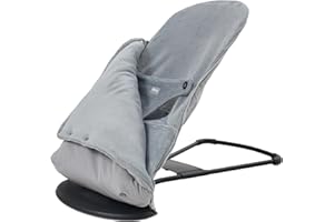 Saco + Funda para hamaca bebé Belltop compatible con hamaca BabyBjörn Soft & Bliss. Asiento bebé térmico para balancín: hipoalergénico. Saco para dormir bebé (mecedora) extraíble con cremalleras -Gris
