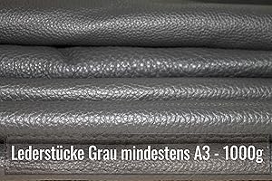 LEDERHANDEL.COM Lederreste Bastelleder Lederstücke 1 Kg Anthrazit - Grau, Alle Stücke Mind. DIN A3 - Zum Basteln und Nähen -