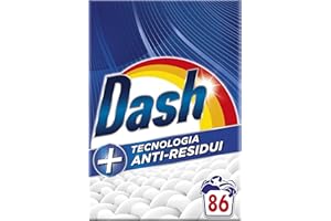 Dash Detersivo Lavatrice In Polvere, 86 Lavaggi, Tecnologia Anti-Residui, Rimuove Le Macchie, Efficace Anche A Freddo E In Cicli Brevi