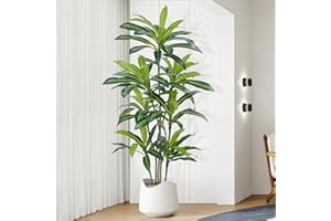 ZEEOZE Planta Artificial Dracaena de 180 cm Planta Artificial Grande con Maceta Negra Plantas Artificiales Decorativas para Interiores Decoración Salon hogar Dormitorio Oficina Pasillo