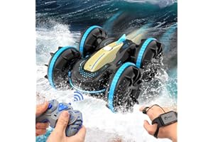 Siereolly Amphibisches Ferngesteuertes Auto Boot Gestensensor 4WD 360 ° Drehung/Licht/Flip-Spezialeffekt Stunt RC Auto Wasserspielzeug Strandspielzeug Pool Spielzeug