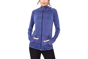 Sykooria Woman Plain Zip Up Hoodie Top Ladies Long Sleeve Sport Workout Hooded Jacket Sweatshirt Coat Hoody Jacket with Pockets and Thumb Holes