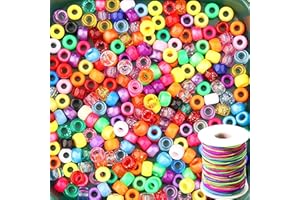 Pony Beads for Friendship Bracelet Making, ZesNice 1000 pcs Pony Beads Bulk for Jewelry Making Kit, Kandi Beads Hair Beads for Braids for Kids