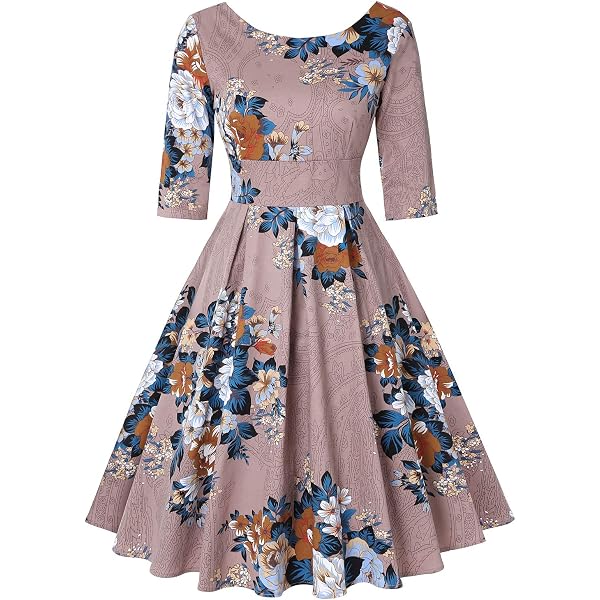 Topdress Women's Vintage 1950s Polka Dot Halter Dress - Audrey Hepburn Style Cocktail Dress, Mint Flower Print