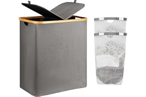 ADEL DREAM Cesto Portabiancheria con Coperchio a 2 Scomparti - Portabiancheria Cesti, grigio scuro, 140L