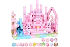 YIHANG 100PCS Magnetic Blocks, Magnetic Building Blocks Princess Toys for Girls, Toddler Birthday Easter Gifts, Build Pink Castle&Pincess Tiles STEM Construction Toy for Kid Girl 3 4 5 6 7 8 9 10