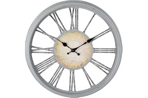 DIYZON Large Wall Clock 16'' Classicl Style, Roman Numerals - Modern Timepiece Battery Powered for Home - Silent Non-Ticking Clocks for Living Room - Bedroom - Kitchen Wall Clock (Grey)